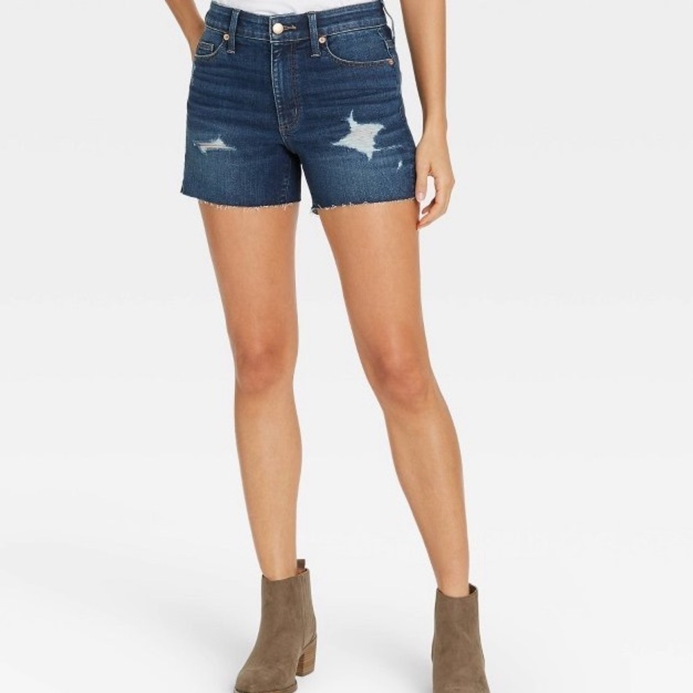 Universal Thread High Waisted Denim Shorts Distressed Cutoff Size 6